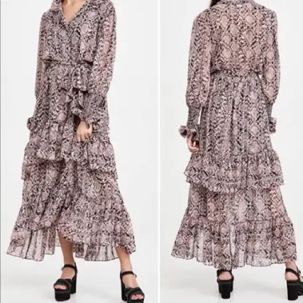 Misa Los Angeles Valentina Snakeskin Chiffon Dress